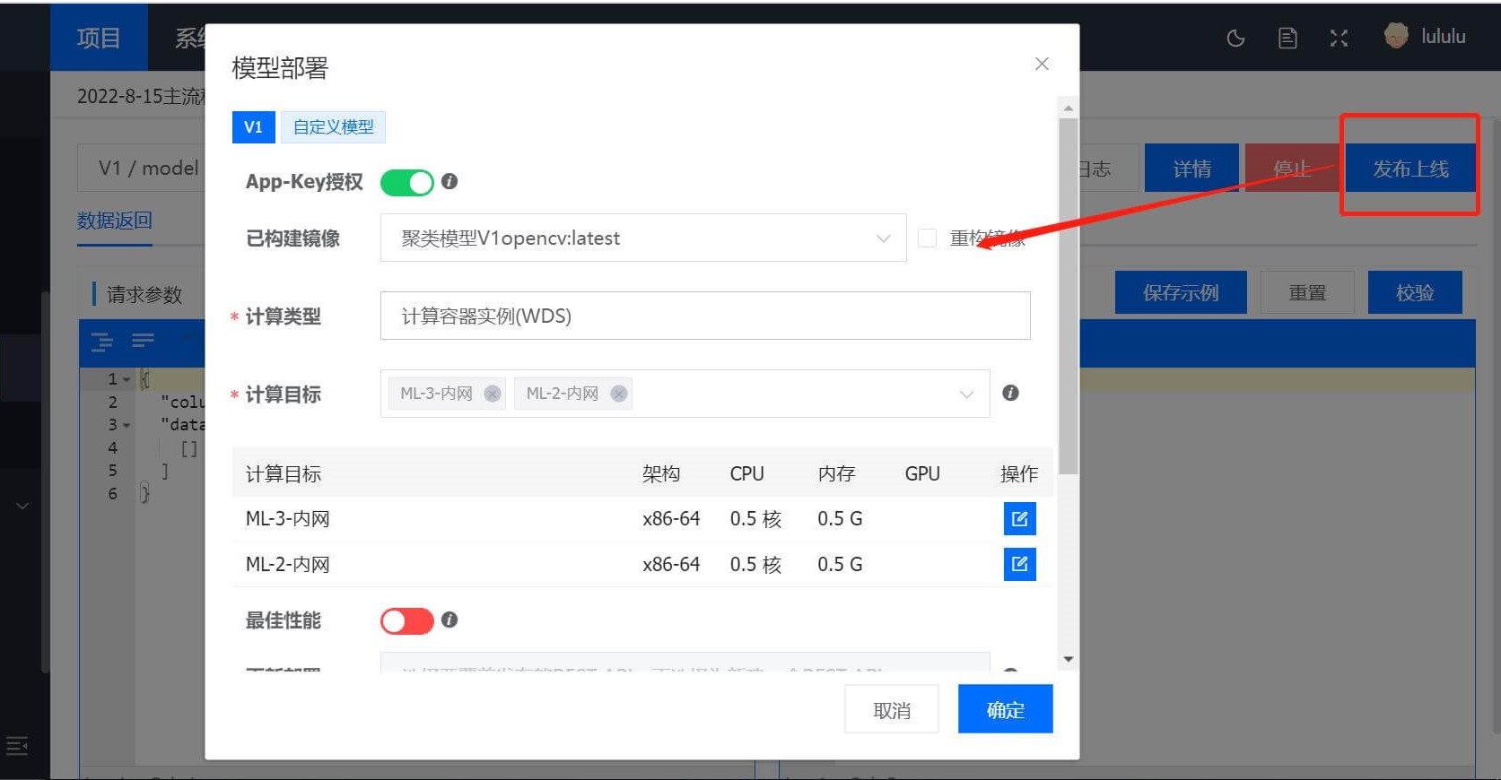 发布模型